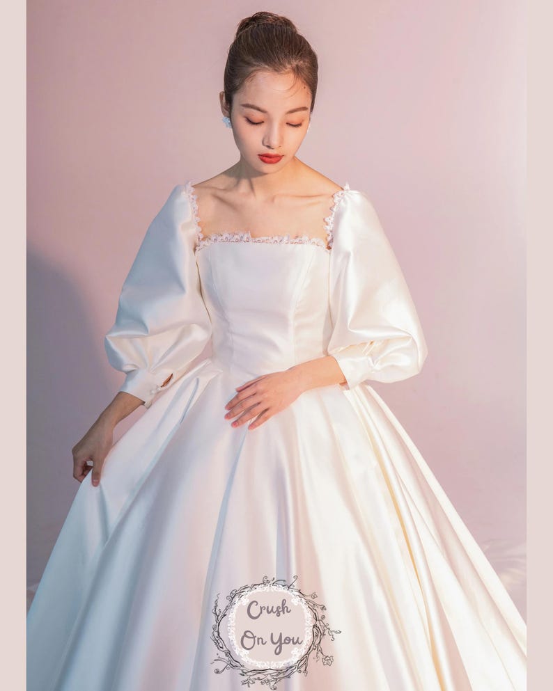 Exceptional Satin Princess Wedding Dress Victorian Wedding Classical ...