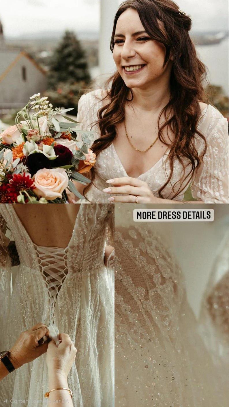 Celtic Wedding Dress With Long Sleeves – Ethereal Fantasy Bridal Gown Celtic Wedding Dress With Long Sleeves – Ethereal Fantasy Bridal Gown