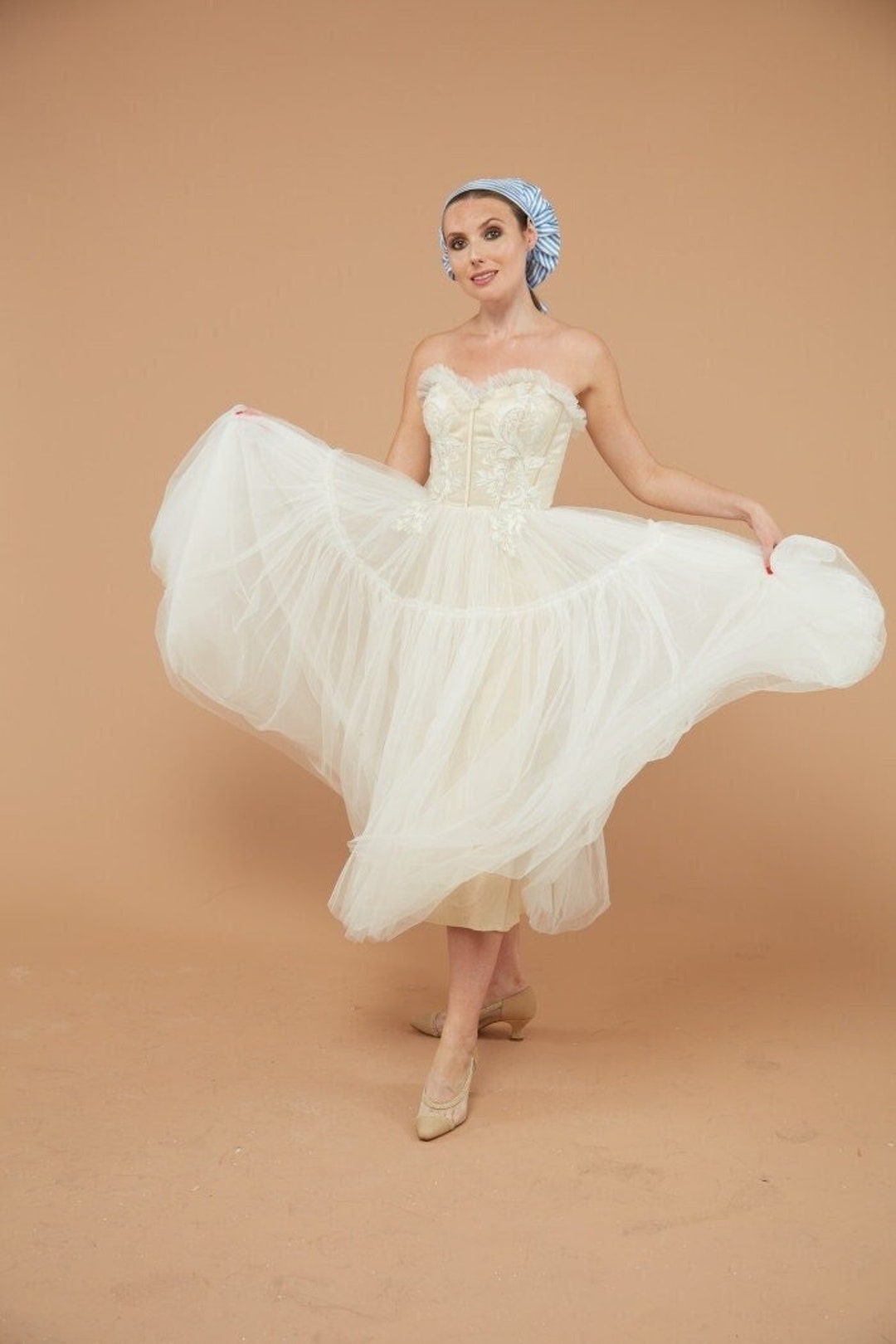 Retro Tea Length Wedding Dress Bustier Wedding Dress Short Wedding ...
