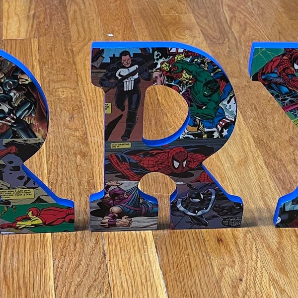 Comic Book Superhero wooden letters/numbers