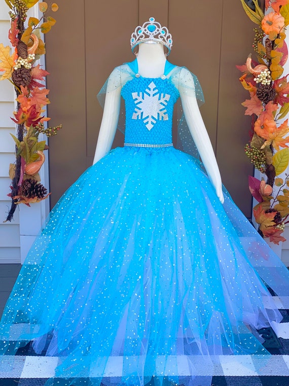 Amazon.com: Inspired Elsa Costume Princess Party Dress Long (6-7 Years) :  Clothing, Shoes & Jewelry