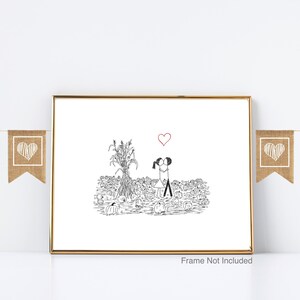 Canoodle Doodles No. 53 - Pumpkin Patch / UNFRAMED Art Print / Gift for couples Fall Autumn Thanksgiving Halloween Anniversary Engagement