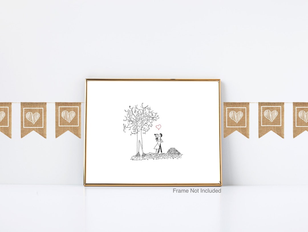 Canoodle Doodles No. 23 - Raking Leaves / UNFRAMED Art Print // Gift ...