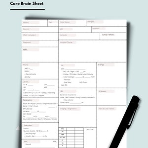 1 Patient ICU / Critical Care / Stepdown Brain Sheet
