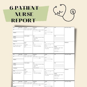 6 Patient Nurse Report Sheet