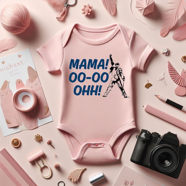 Freddie Mercury Baby Bodysuit, Bohemian Rhapsody Mama Oo Ooh Oooh, Unique Baby Gift for Queen Fans