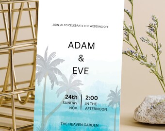 Tropical Wedding Invitation | Beach Save the Date (Digital Printable Template)