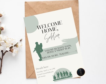 Customized Military Welcome Home Invite | Editable Soldier Homecoming Card | Printable Veteran Party Personalized Invitation