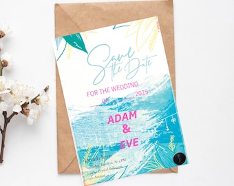 Elegant Floral Save the Date | Digital Wedding Invitation (Editable Template)
