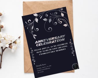 Elegant Anniversary Invitation | Customizable Template (Digital)
