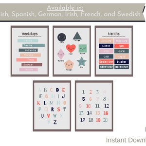 Beach Color Kids&#39; Wall Art Educational, Diseño de arte de pared, Descarga digital, Imprimible, Decoración del hogar, Decoración de la habitación, Niño pequeño