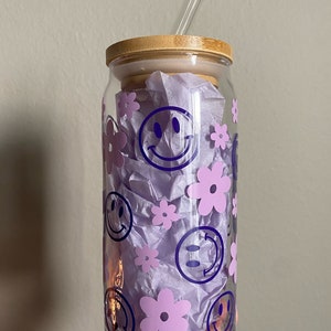 Smiley face/Flower Libbey Glass Cup