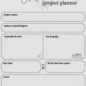 Crochet Project Planner/Tracker Printable PDF - Instant Download