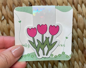 Tulip Magnetic Bookmark | Holographic Book Accessory