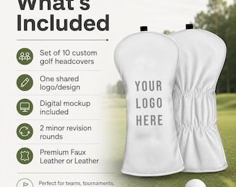 Custom Golf Headcovers Set of 10, Personalized Logo Covers for Teams & Events
