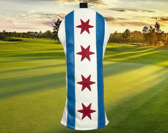 Chicago Flag Golf Fairway Headcover | Chicago Golf Gift | Chicago Flag | Custom Headcover | Golf Headcover | Handmade Golf Cover