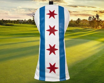 Chicago Flag Golf Driver Headcover | Chicago Golf Gift | Chicago Flag | Custom Headcover | Golf Headcover | Handmade Golf Driver Cover