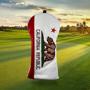 Kalifornische Flagge Golf Fahrer-Kopfhaube: Kunstleder, bestickt