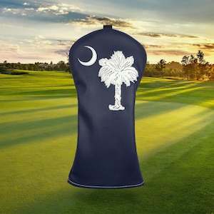 Funda para driver de golf con la bandera de Carolina del Sur: piel sintética bordada
