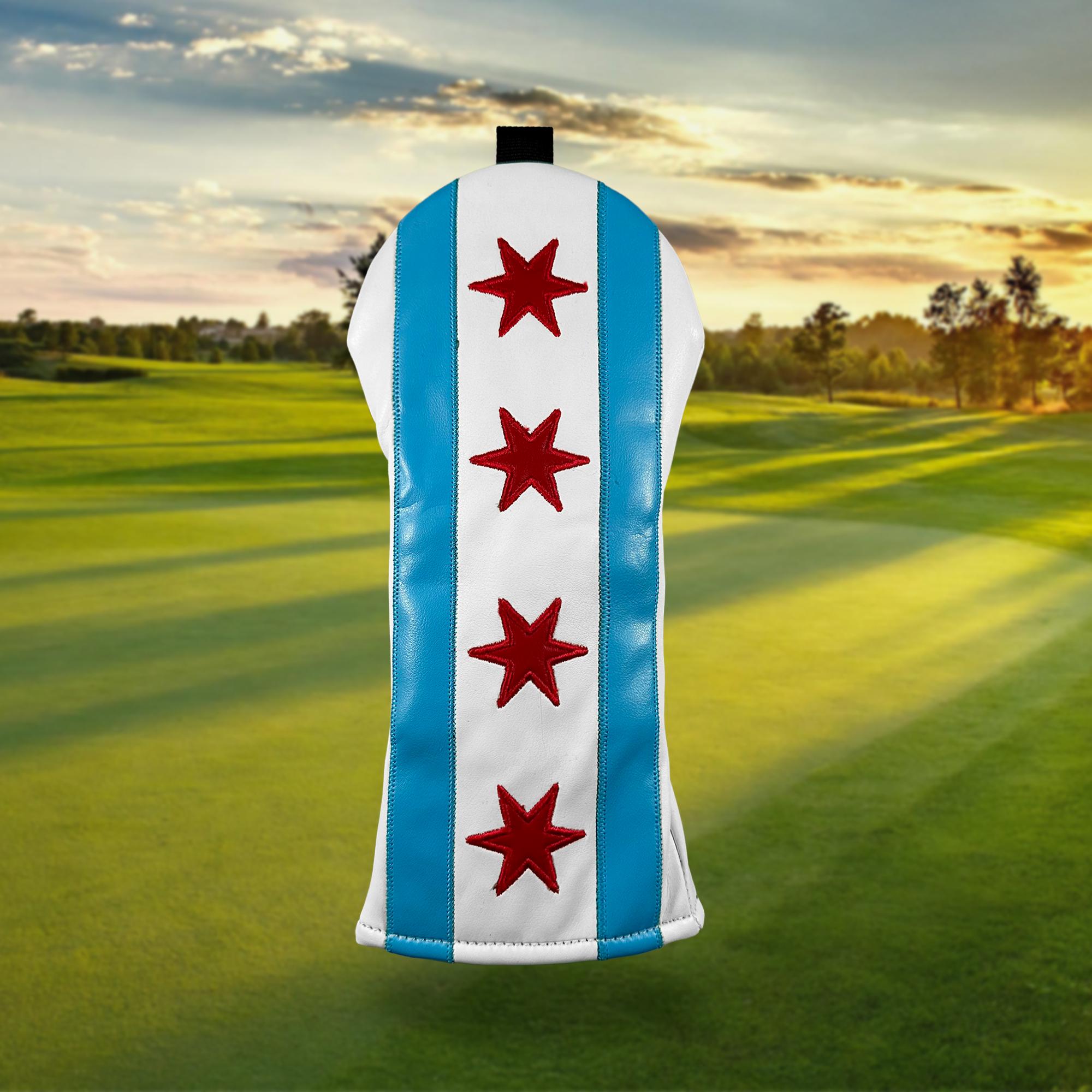 Chicago Flag Golf Hybrid Headcover: Handmade Faux Leather Golf