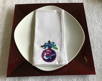 Embroidered Christmas table napkins