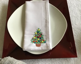 Embroidered Christmas table napkins