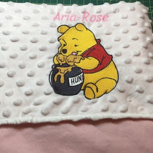 Personalised embroidered Winnie the Pooh baby blankets