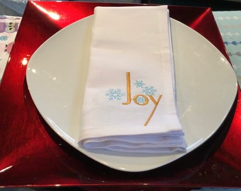 Embroidered Christmas table napkins