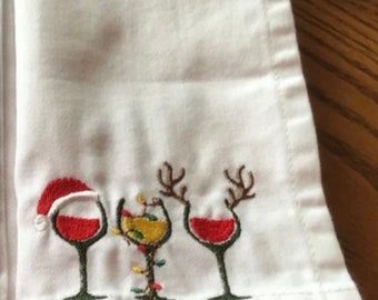 Embroidered Christmas table napkins