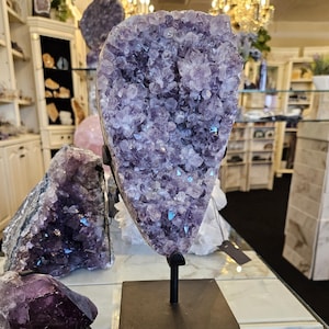 Amethyst, Amethyst Quartz, on Metal Stand, Druzy Geode, Healing Crystal, Home Decor, Gift (164)