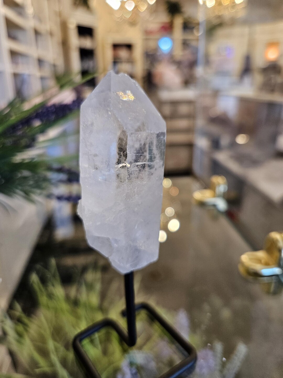 Clear Quartz, Point, on Metal Stand, Healing Crystal, Home Decor (36 ...