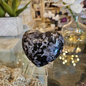 Indigo Gabbro Stone Heart, Merlinite, Healing Crystal, Home Decor, Gift (56)