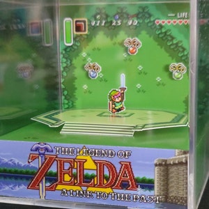 Legend of Zelda A Link to the Past, Master Sword Diorama, Handmade Gift Display Cube