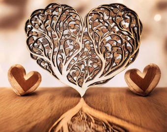 Multilayer Wood Art: Love Keeps Growing Heart (12Lx10H) Multi-layer Wood Decor, Home Decor, Wedding Gift, Engagement Gift, Wall Art