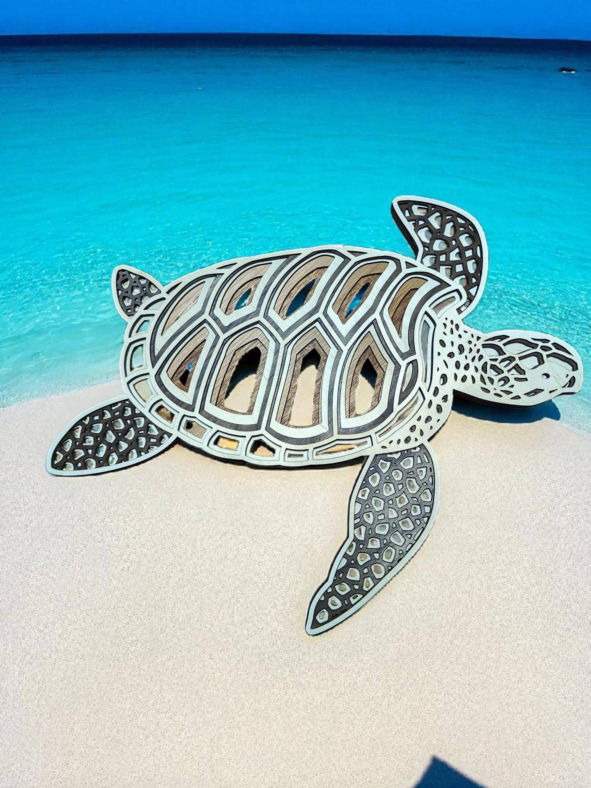 Layered Wood Sea Turtle Wall Art: Nautical Home Decor - Etsy