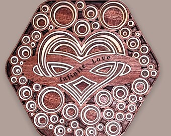 3D Wood Heart Wall Art: Infinite Love, Wedding Gift (9Lx10H)
