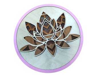 Layered Wood Lotus Flower Wall Hanging: Floral Decor