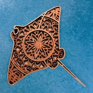 Multilayer Wood Art: Stingray Wood Wall Decor, Wall Art, Sign, Wall Hanging