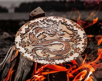 Multilayer Wood Dragon Art: Medieval Wall Hanging