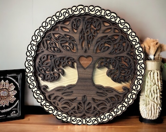 Multilayer Wood Art: Family Heart Tree, Wall Hanging, Sign, Family Decor