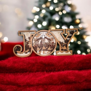 Multilayer Wood &#39;Joy&#39; Nativity Scene - Holiday Wall Art