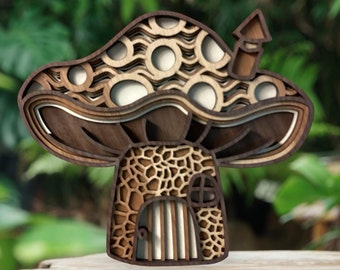 Multilayer Wood Mushgnome: Fairy House Wall Decor