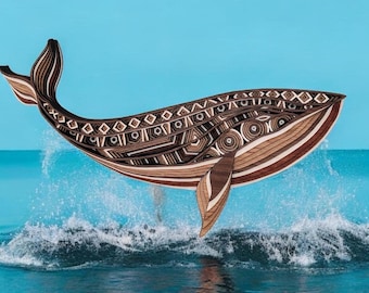 Multilayer Wood Whale Wall Art: Marine Decor