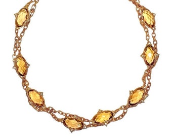 Judith Ripka 18K Rose Gold, Smoky Quartz and Diamond Necklace