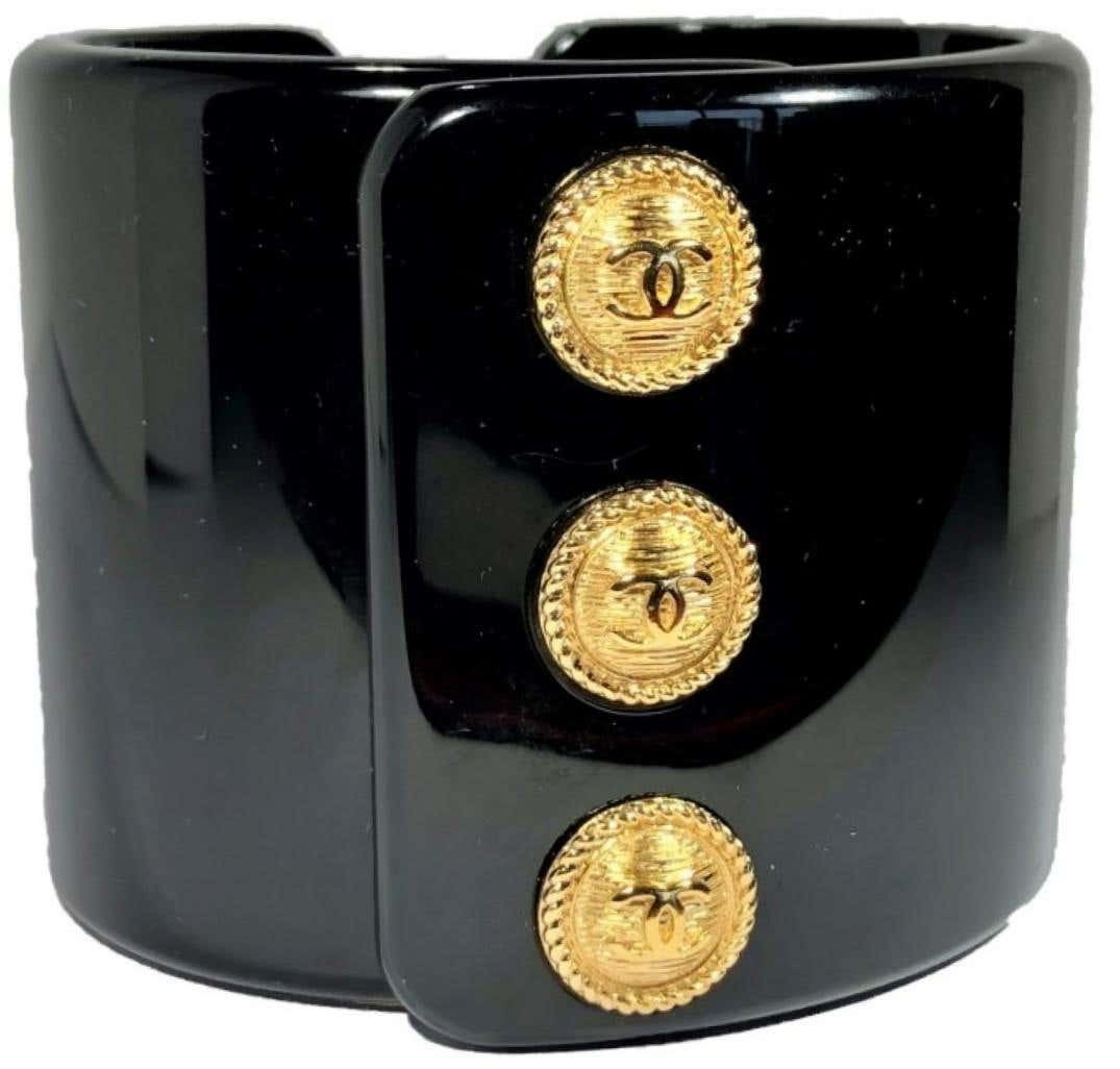 Chanel Black Resin 3 Button Cuff Bracelet 2018 Fall