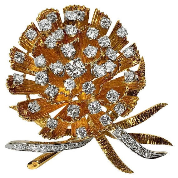 Iconic Mid-20th Century 18K Yellow Gold Flower Br… - image 1
