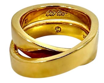 Vintage French Cartier Nouvelle Vague High Polish 18K Yellow Gold Ring