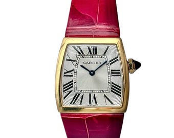 18K Gold Cartier La Dona Sport Wrist Watch with Cartier Leather Strap