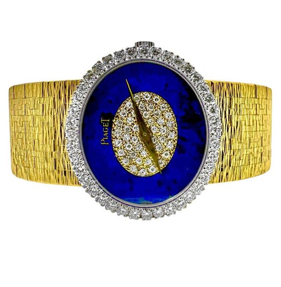 Vintage Lapis Lazuli Oval Gold Bracelet Watch Vintage Lapis Lazuli Oval Gold Bracelet Watch main image 3
