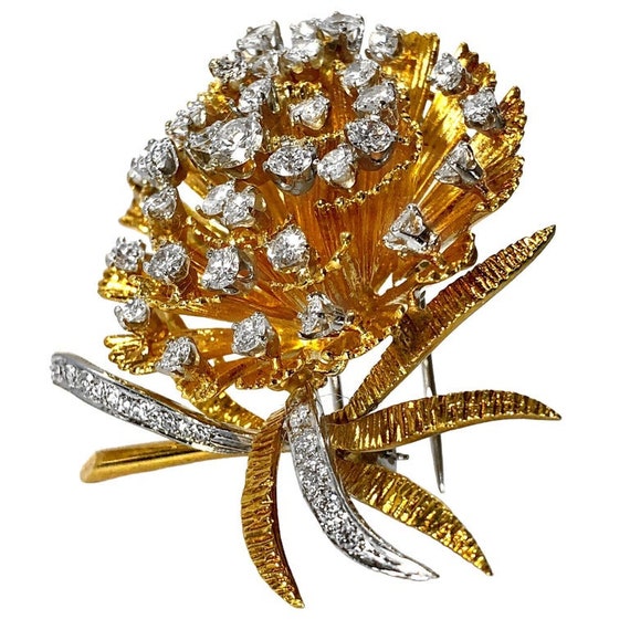 Iconic Mid-20th Century 18K Yellow Gold Flower Br… - image 5